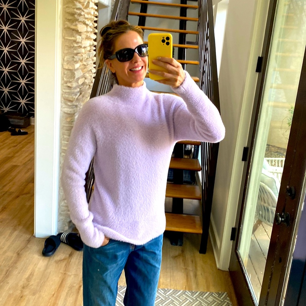 Lavender French Connection fuzzy mock neck sweater Sz S